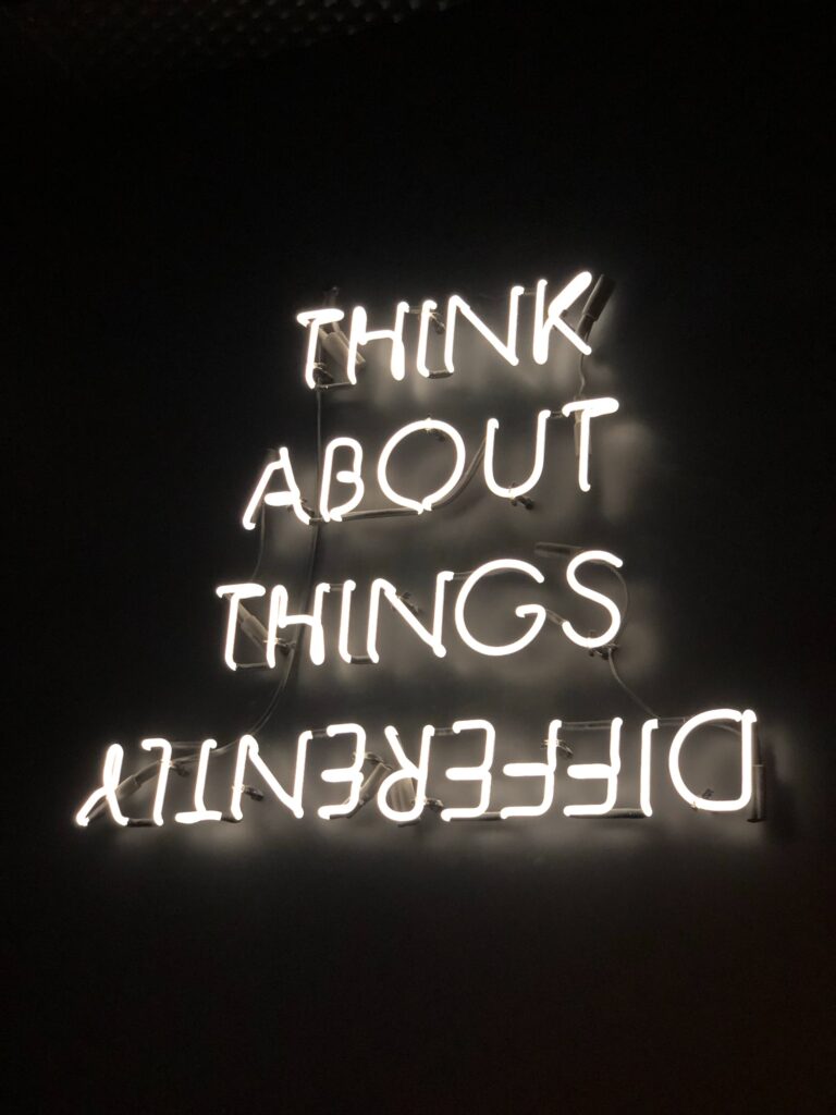 Think About Things Differently B&W Neon Sign